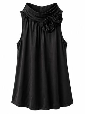 Cynthia Rowley 100% Silk Black Floral Halter Blouse Size M